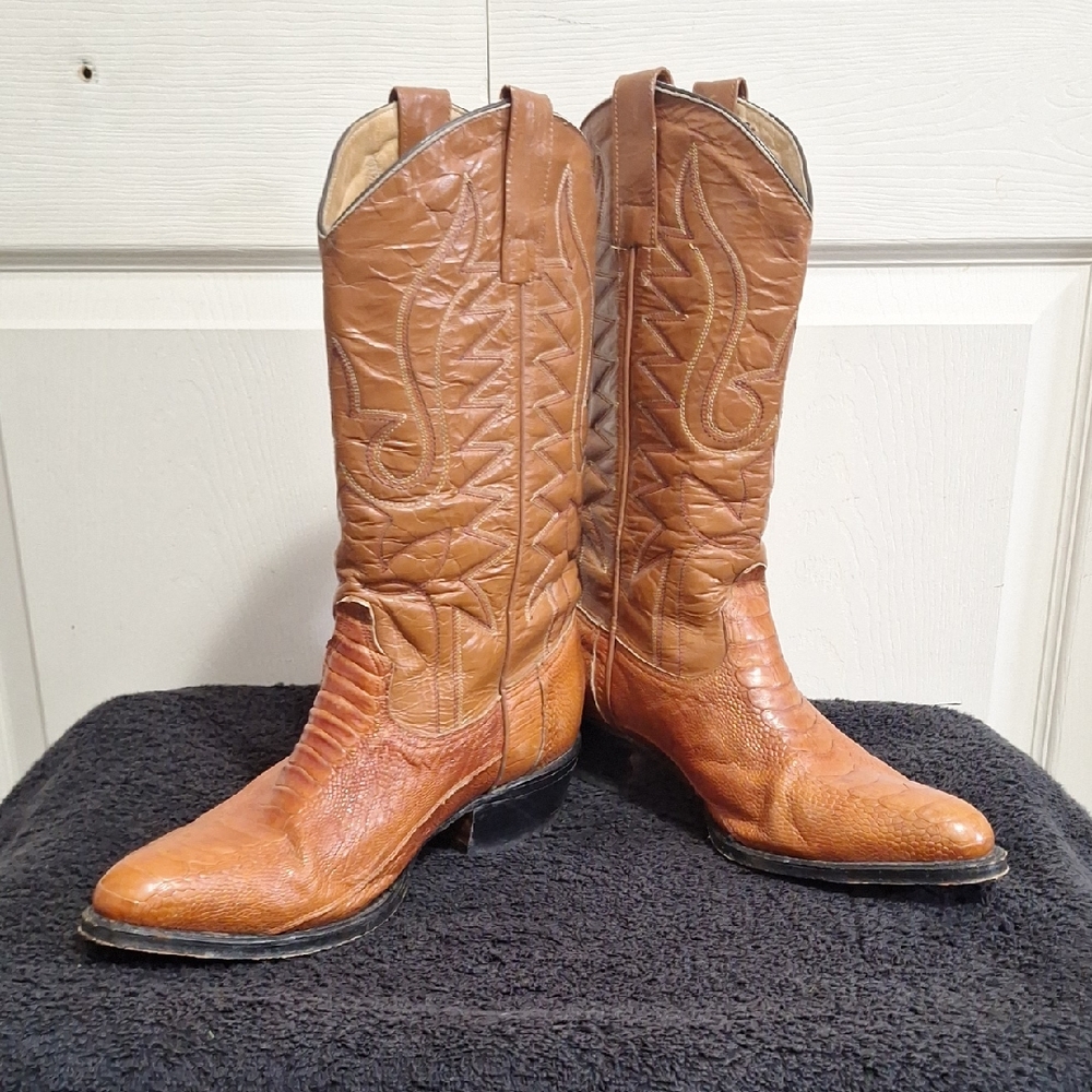 Vaquero Genuine Leather Lizard Honey Tan Western Cowboy Boots-10½